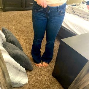 American eagle flare low rise blue jeans